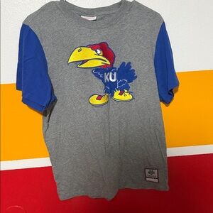 Mitchell & Ness Gray and Blue Kids T-Shirt with Mascot Graphic